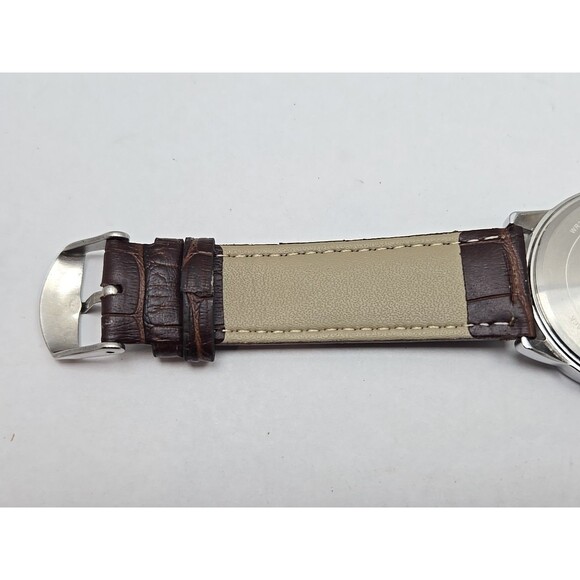 Timex Easy Reader 38mm Silver White Watch Indiglo Date Leather Strap New Battery - Picture 10 of 13
